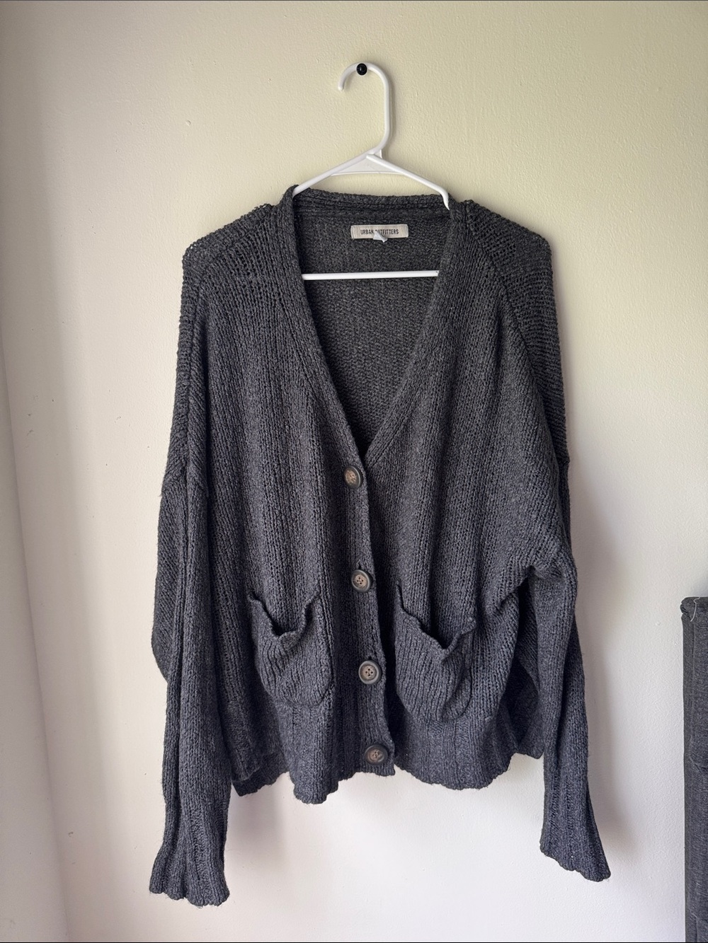 Urban Outfitters Oversized Dark Gray Button-Front Women's Cardigan Sweater
